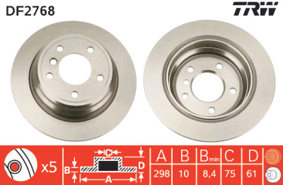 Conjunto de (2) discos de freio TRW DF2768
