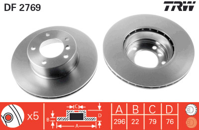 Conjunto de (2) discos de freio TRW DF2769