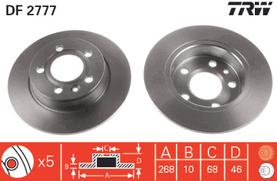 Conjunto de (2) discos de freio TRW DF2777