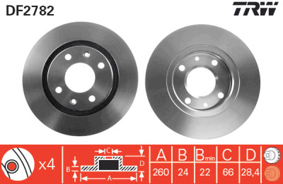 Conjunto de (2) discos de freio TRW DF2782