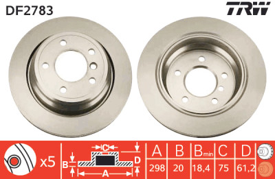 Conjunto de (2) discos de freio TRW DF2783