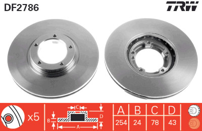 Conjunto de (2) discos de freio TRW DF2786