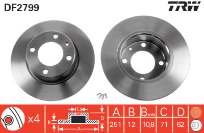 Conjunto de (2) discos de freio TRW DF2799