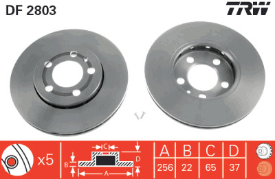 Conjunto de (2) discos de freio TRW DF2803