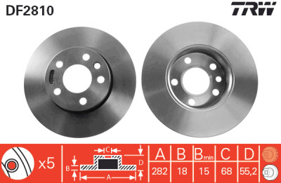 Conjunto de (2) discos de freio TRW DF2810