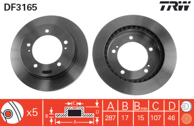 Conjunto de (2) discos de freio TRW DF3165