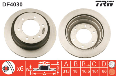 Conjunto de (2) discos de freio TRW DF4030