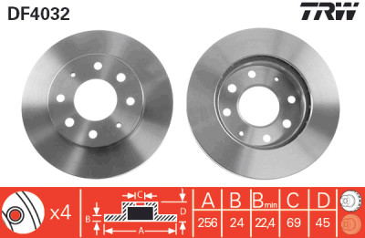 Conjunto de (2) discos de freio TRW DF4032