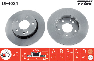 Conjunto de (2) discos de freio TRW DF4034