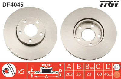 Conjunto de (2) discos de freio TRW DF4045