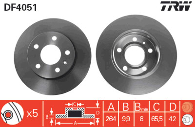 Conjunto de (2) discos de freio TRW DF4051