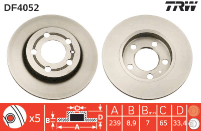 Conjunto de (2) discos de freio TRW DF4052