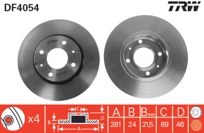 Conjunto de (2) discos de freio TRW DF4054