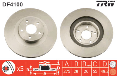 Conjunto de (2) discos de freio TRW DF4100
