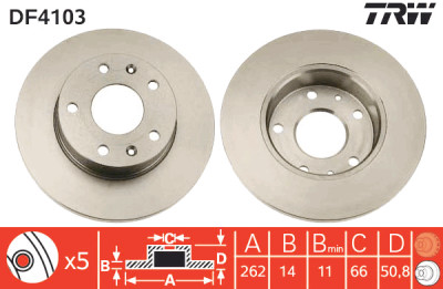 Conjunto de (2) discos de freio TRW DF4103