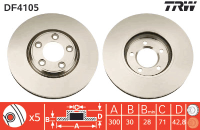 Conjunto de (2) discos de freio TRW DF4105
