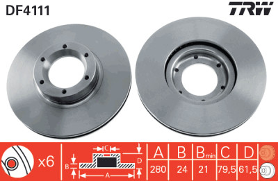 Conjunto de (2) discos de freio TRW DF4111