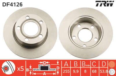 Conjunto de (2) discos de freio TRW DF4126