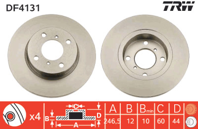 Conjunto de (2) discos de freio TRW DF4131
