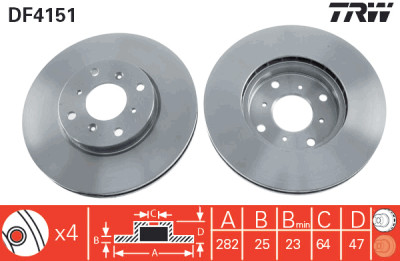 Conjunto de (2) discos de freio TRW DF4151