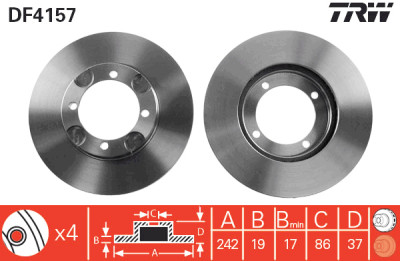 Conjunto de (2) discos de freio TRW DF4157
