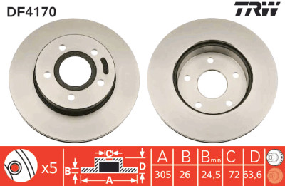 Conjunto de (2) discos de freio TRW DF4170