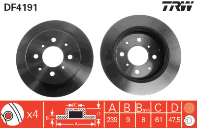 Conjunto de (2) discos de freio TRW DF4191