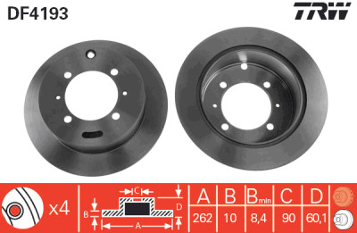 Conjunto de (2) discos de freio TRW DF4193