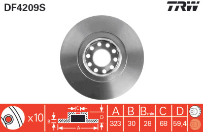 Disco de freio TRW DF4209S