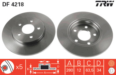 Conjunto de (2) discos de freio TRW DF4218