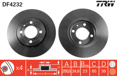 Conjunto de (2) discos de freio TRW DF4232