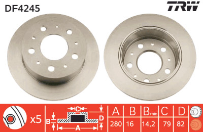 Conjunto de (2) discos de freio TRW DF4245