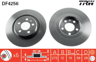 Conjunto de (2) discos de freio TRW DF4256