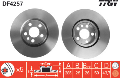 Conjunto de (2) discos de freio TRW DF4257
