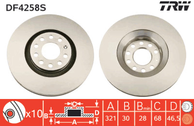 Disco de freio TRW DF4258S