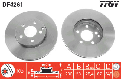 Conjunto de (2) discos de freio TRW DF4261
