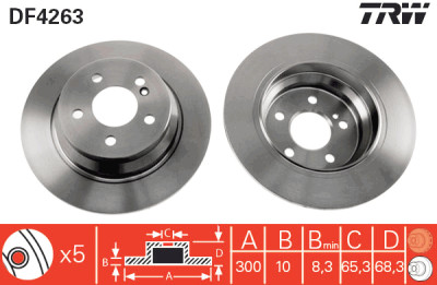Conjunto de (2) discos de freio TRW DF4263