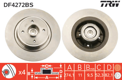 Conjunto de discos de freio TRW DF4272BS