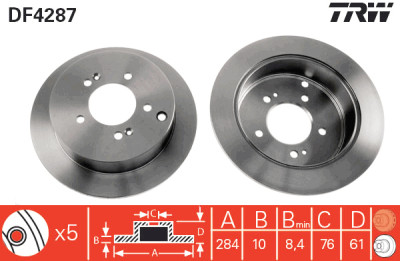 Conjunto de (2) discos de freio TRW DF4287