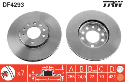 Conjunto de (2) discos de freio TRW DF4293