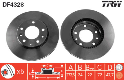 Conjunto de (2) discos de freio TRW DF4328