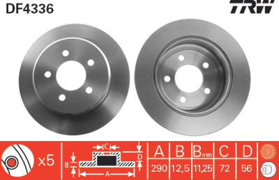 Conjunto de (2) discos de freio TRW DF4336