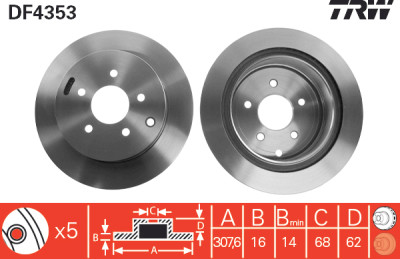 Conjunto de (2) discos de freio TRW DF4353