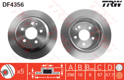 Conjunto de (2) discos de freio TRW DF4356