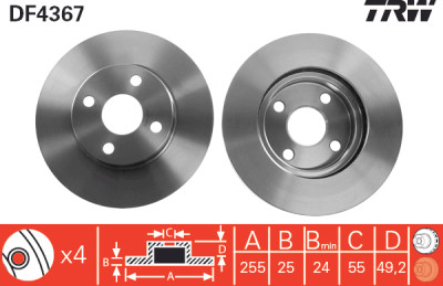 Conjunto de (2) discos de freio TRW DF4367