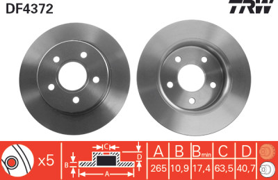 Conjunto de (2) discos de freio TRW DF4372