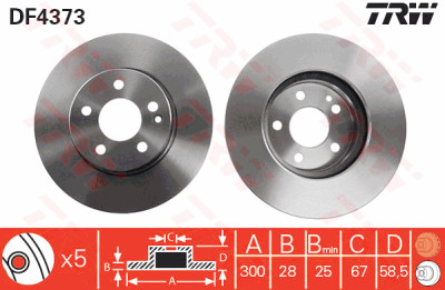 Conjunto de (2) discos de freio TRW DF4373