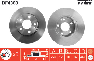 Conjunto de (2) discos de freio TRW DF4383