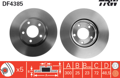 Conjunto de (2) discos de freio TRW DF4385