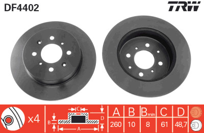 Conjunto de (2) discos de freio TRW DF4402